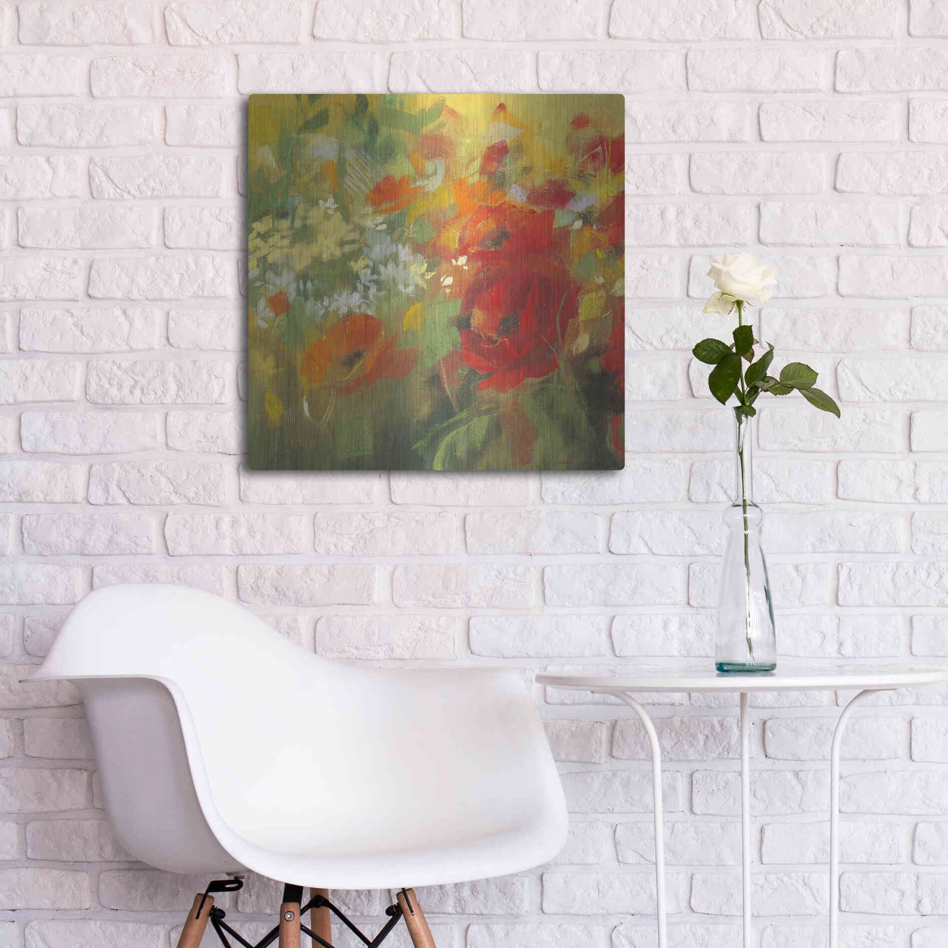 Luxe Metal Art 'Oriental Poppy Field II' by Carol Rowan, Metal Wall Art,24x24