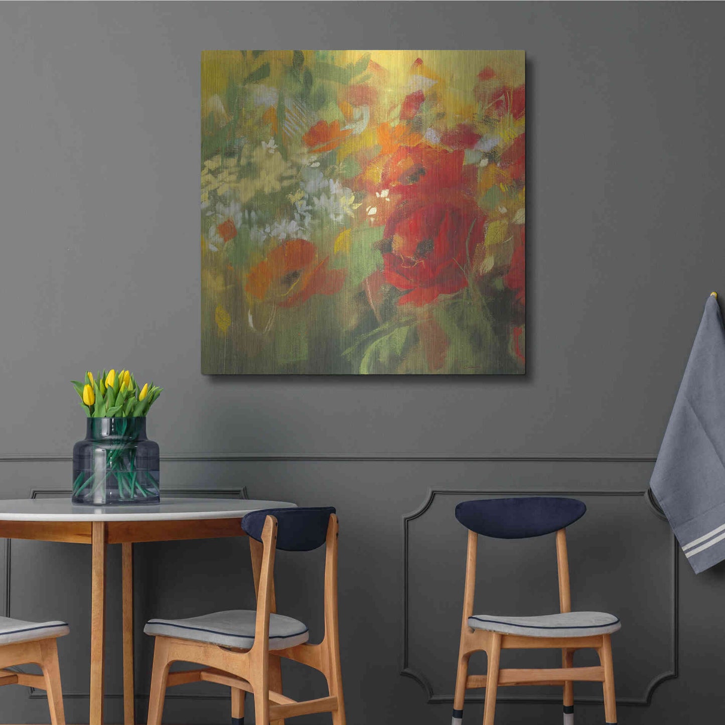 Luxe Metal Art 'Oriental Poppy Field II' by Carol Rowan, Metal Wall Art,36x36