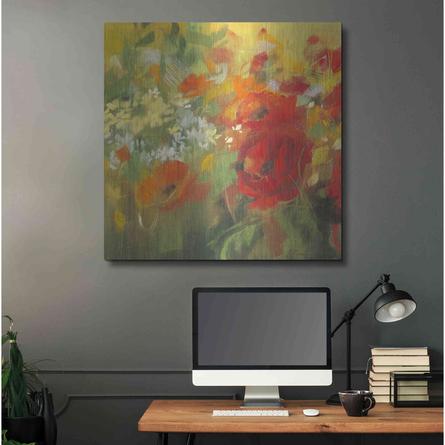 Luxe Metal Art 'Oriental Poppy Field II' by Carol Rowan, Metal Wall Art,36x36