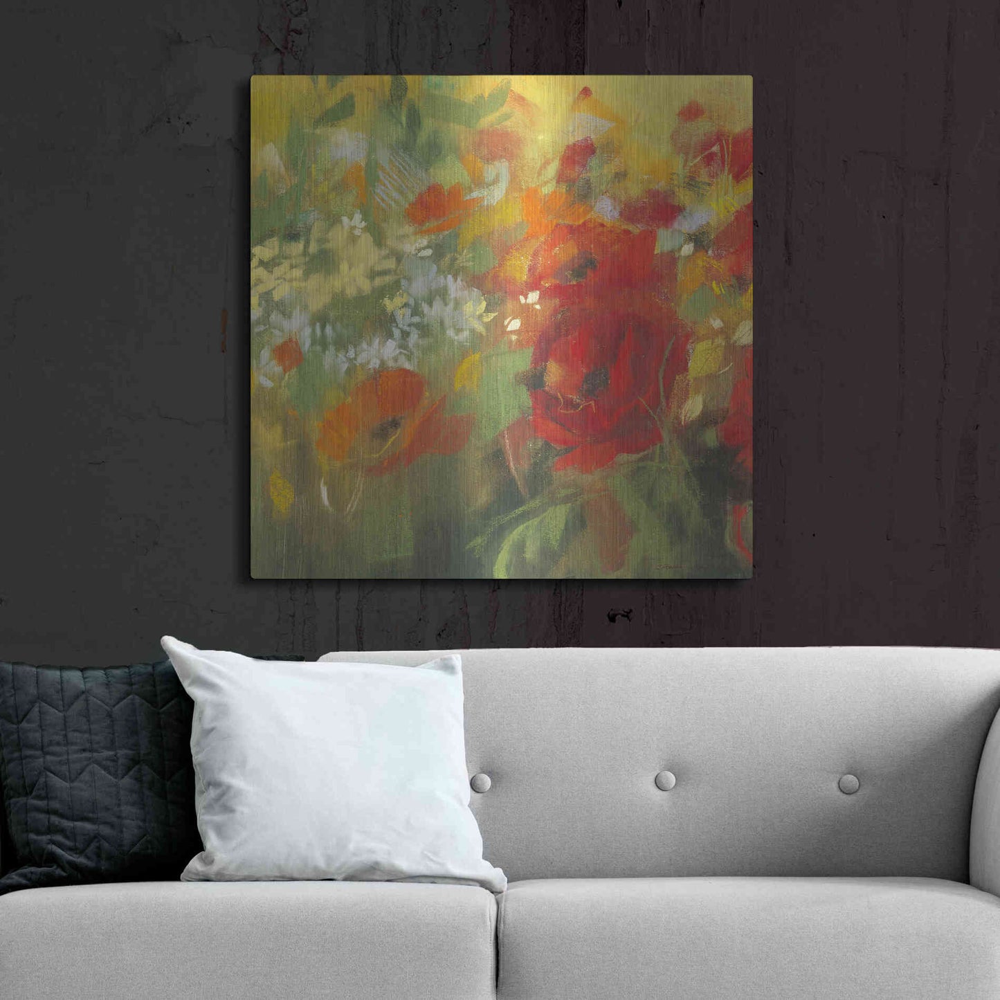 Luxe Metal Art 'Oriental Poppy Field II' by Carol Rowan, Metal Wall Art,36x36