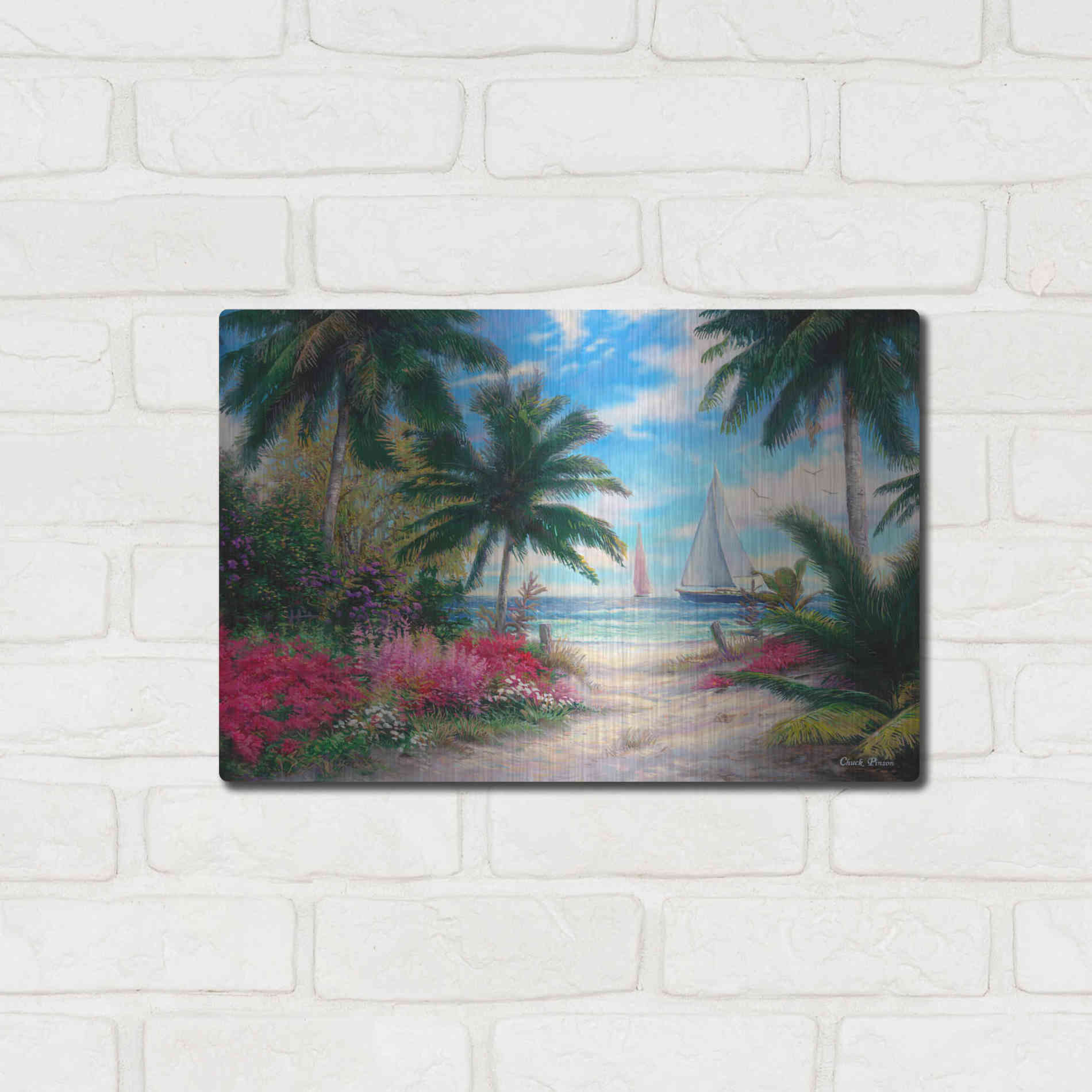 Luxe Metal Art 'Sea BreezeTrail' by Chuck Pinson, Metal Wall Art,16x12