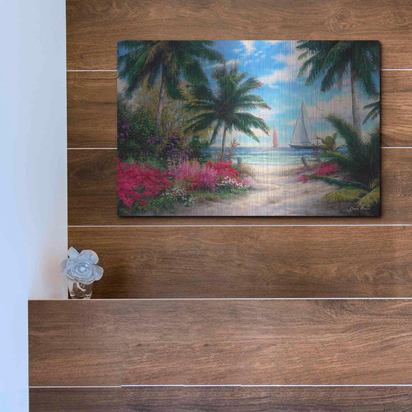 Luxe Metal Art 'Sea BreezeTrail' by Chuck Pinson, Metal Wall Art,16x12