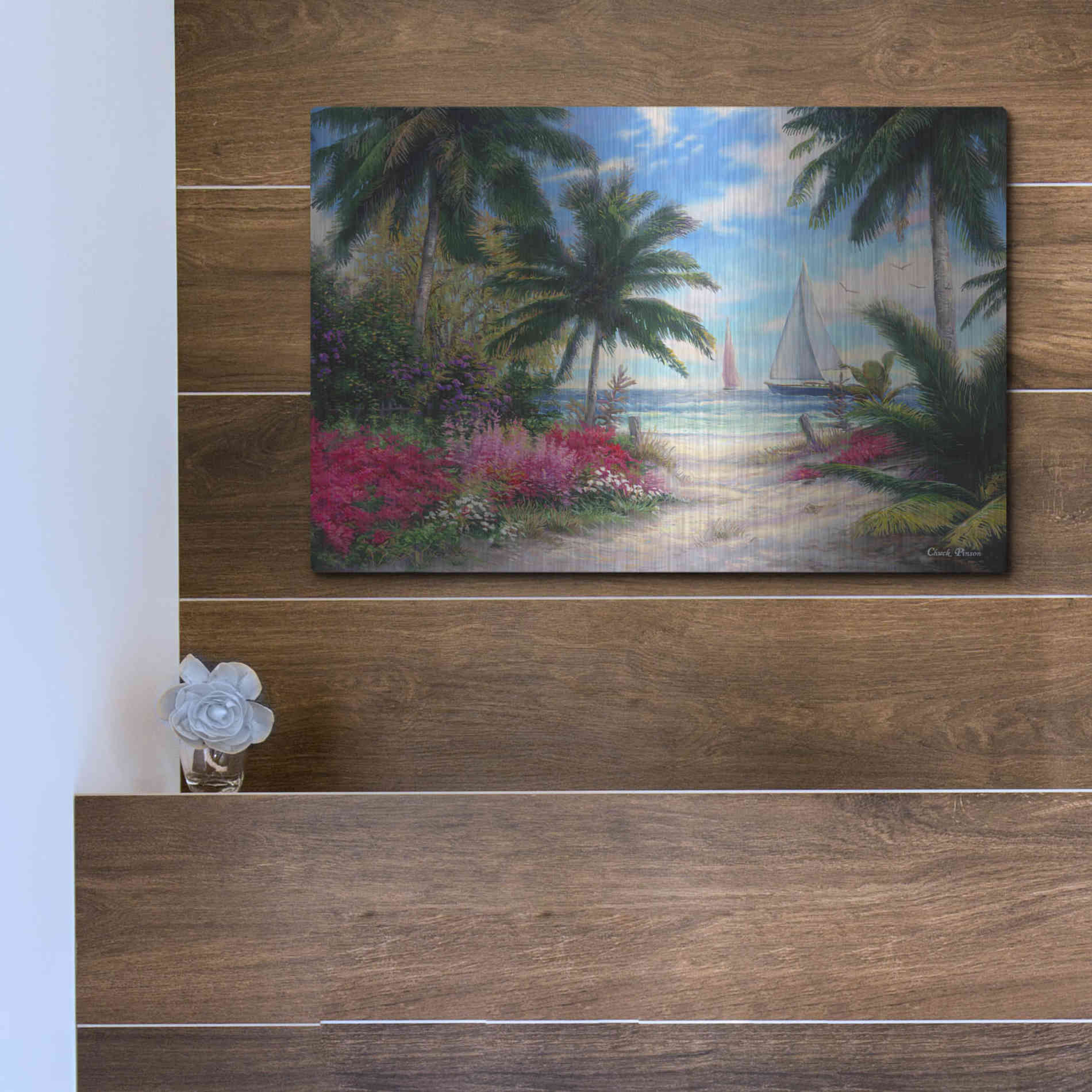 Luxe Metal Art 'Sea BreezeTrail' by Chuck Pinson, Metal Wall Art,16x12