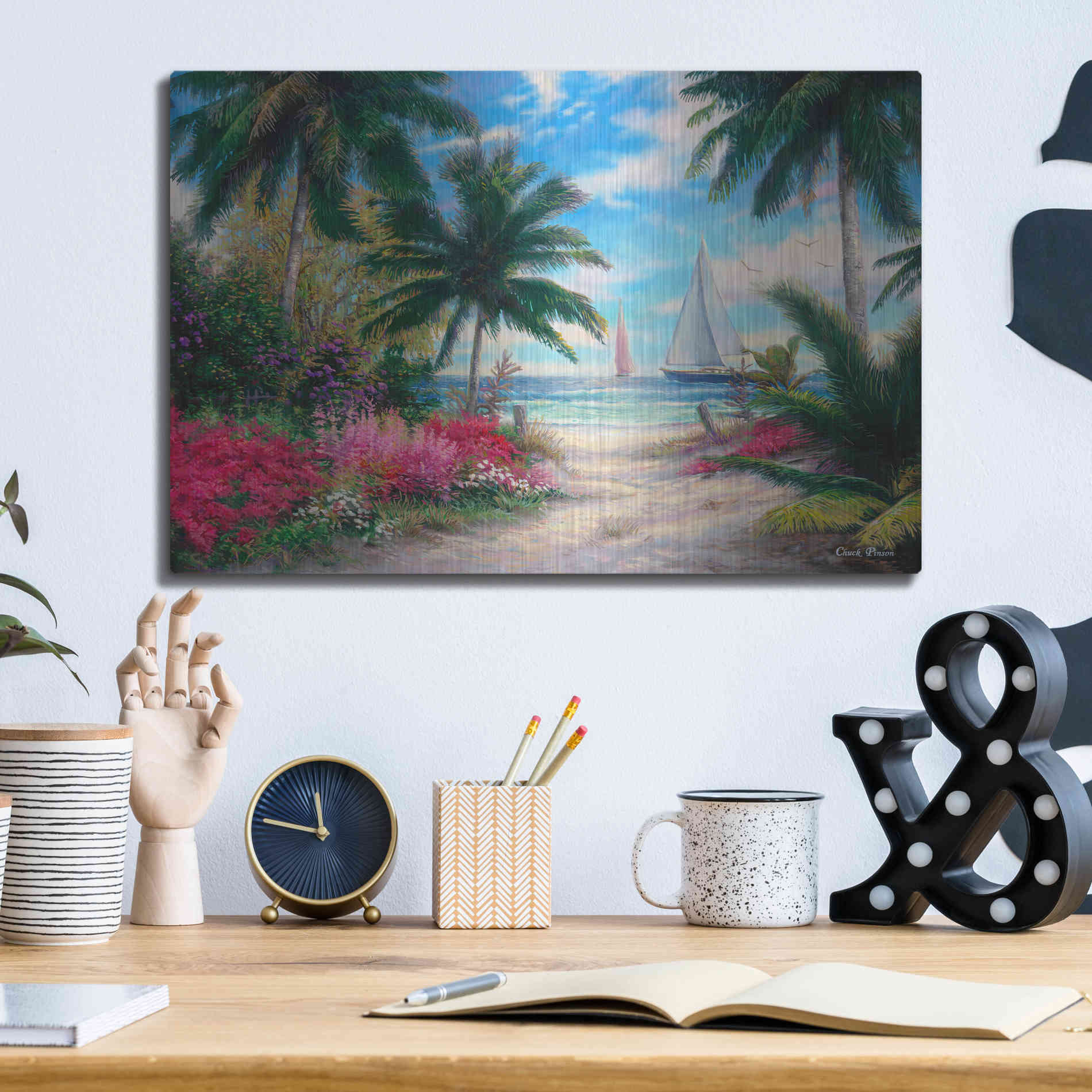 Luxe Metal Art 'Sea BreezeTrail' by Chuck Pinson, Metal Wall Art,16x12