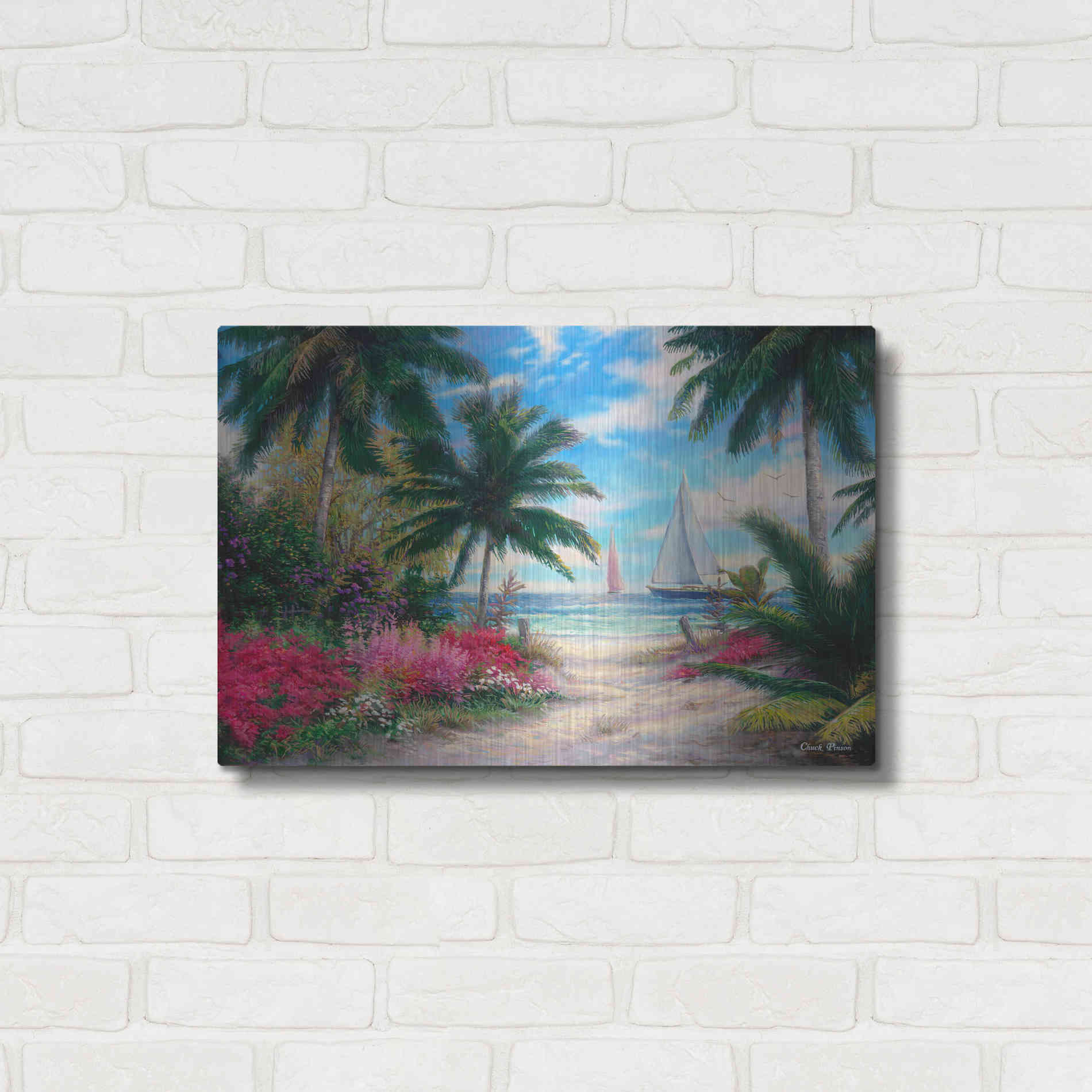 Luxe Metal Art 'Sea BreezeTrail' by Chuck Pinson, Metal Wall Art,24x16