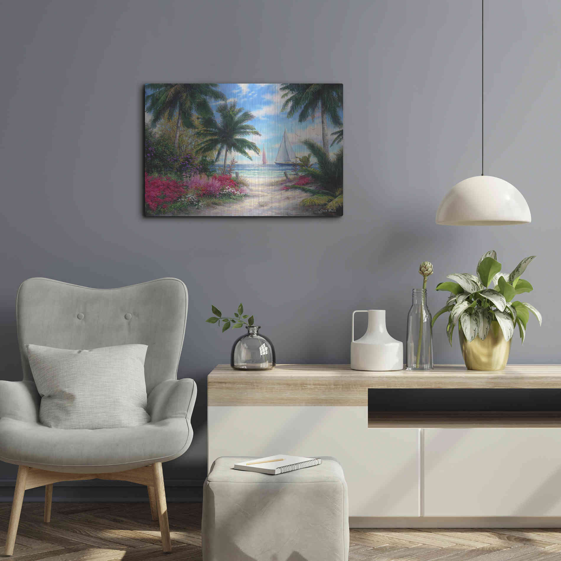 Luxe Metal Art 'Sea BreezeTrail' by Chuck Pinson, Metal Wall Art,24x16