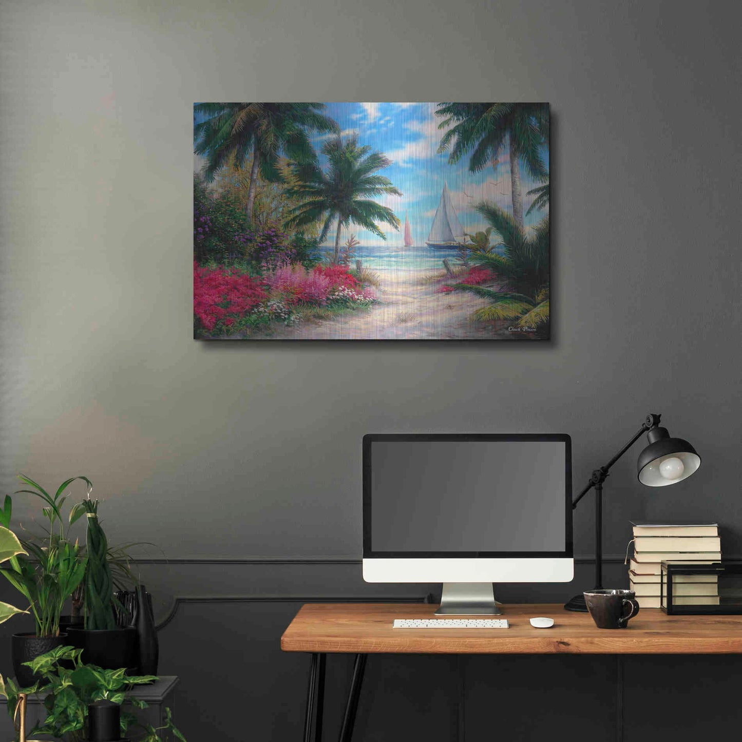 Luxe Metal Art 'Sea BreezeTrail' by Chuck Pinson, Metal Wall Art,36x24