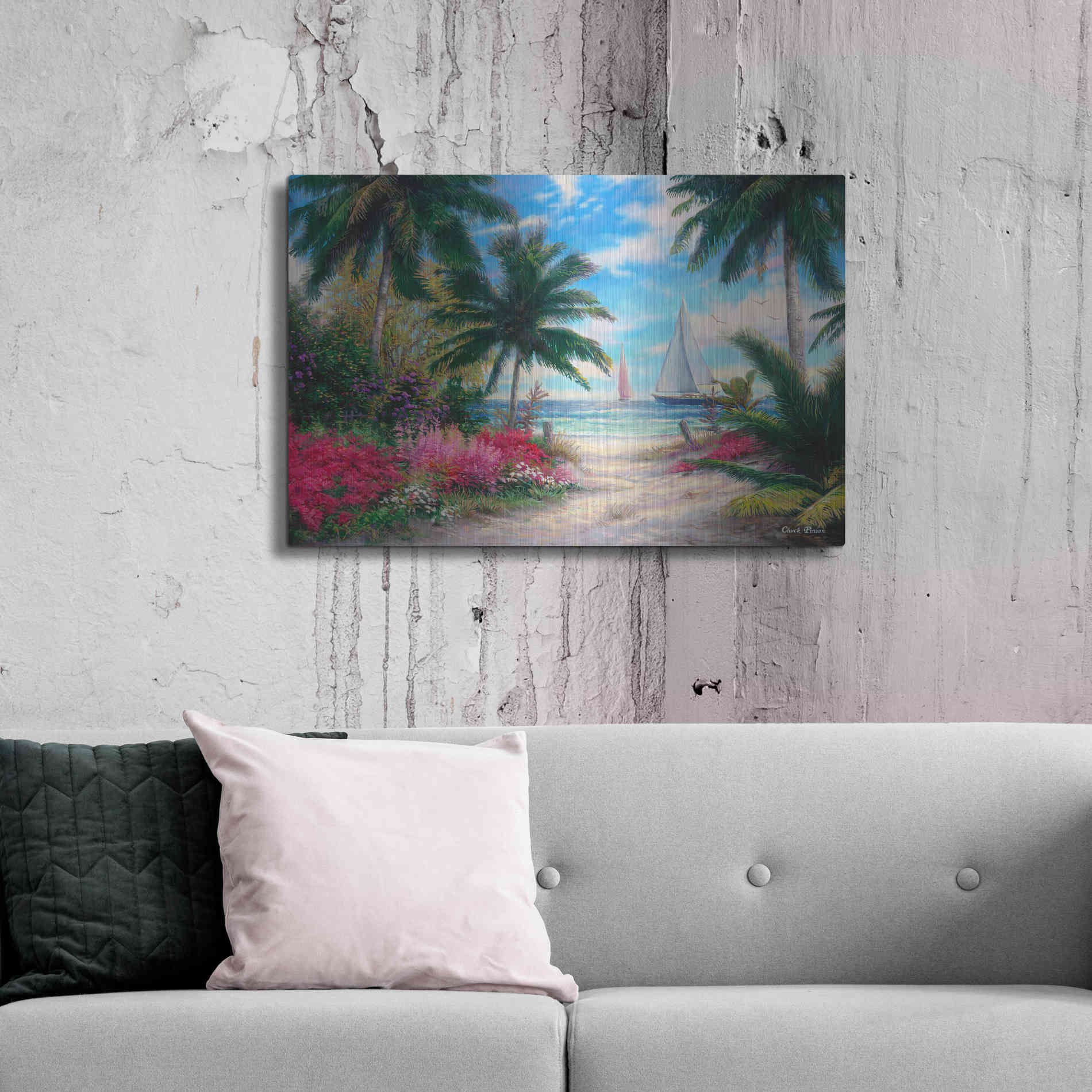Luxe Metal Art 'Sea BreezeTrail' by Chuck Pinson, Metal Wall Art,36x24