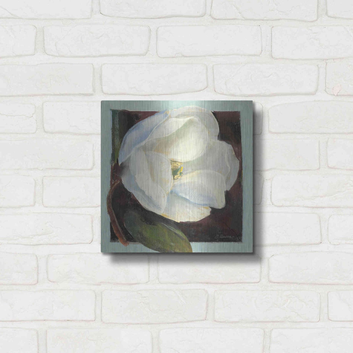 Luxe Metal Art 'Magnolia I' by Carol Rowan, Metal Wall Art,12x12
