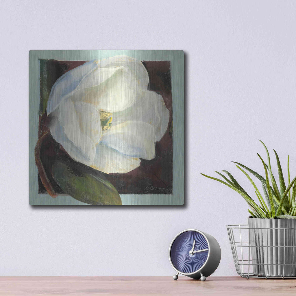 Luxe Metal Art 'Magnolia I' by Carol Rowan, Metal Wall Art,12x12