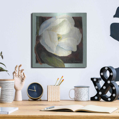 Luxe Metal Art 'Magnolia I' by Carol Rowan, Metal Wall Art,12x12