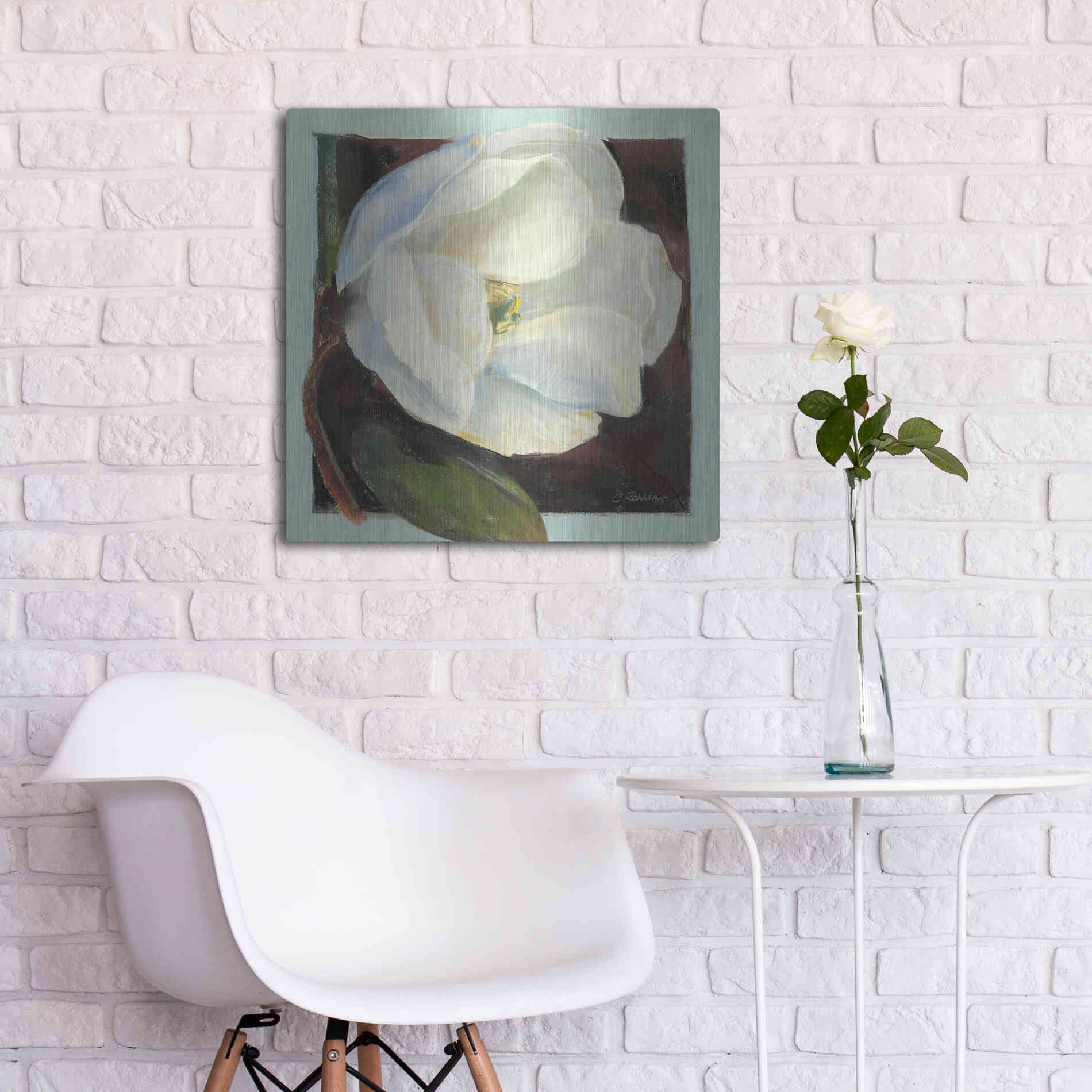 Luxe Metal Art 'Magnolia I' by Carol Rowan, Metal Wall Art,24x24