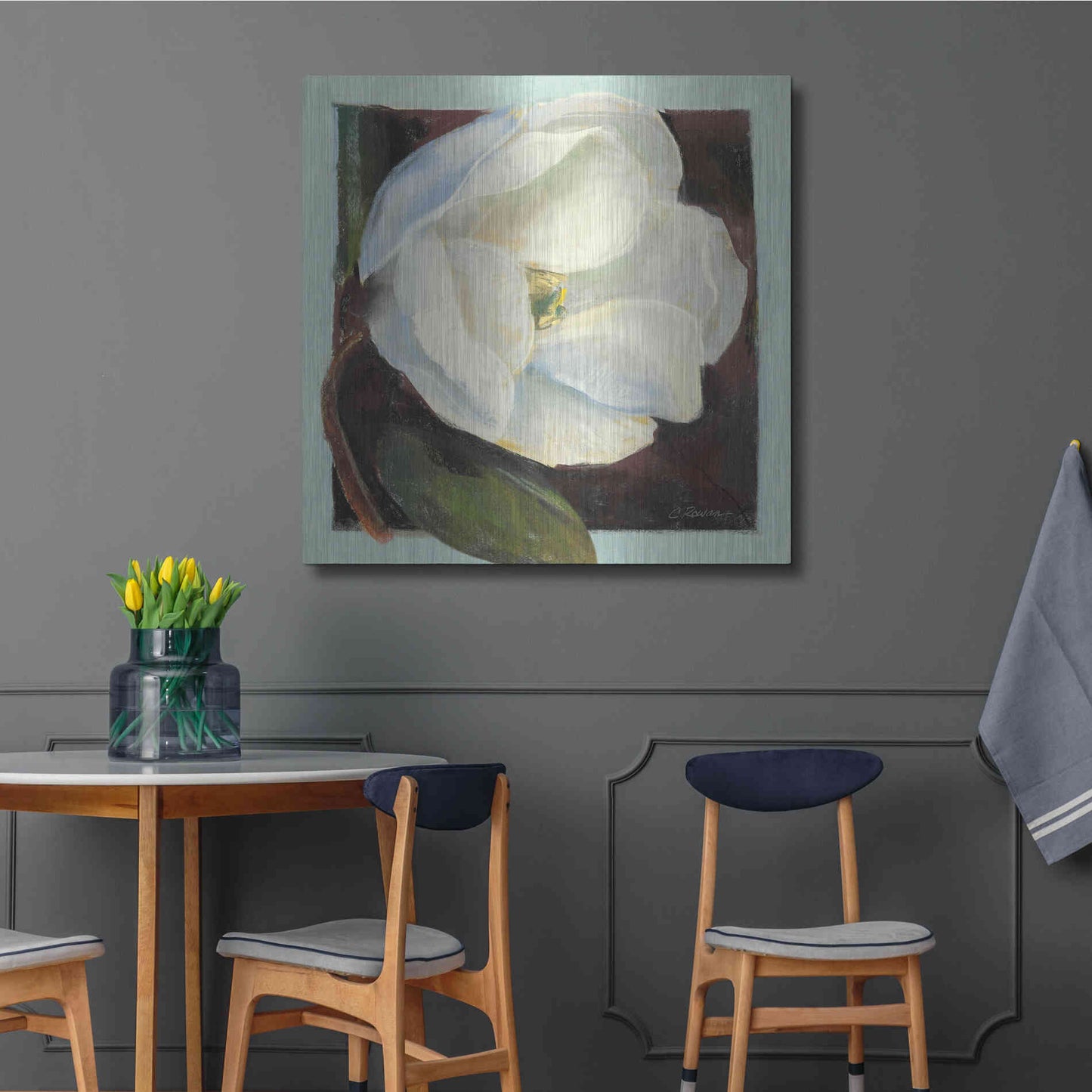 Luxe Metal Art 'Magnolia I' by Carol Rowan, Metal Wall Art,36x36