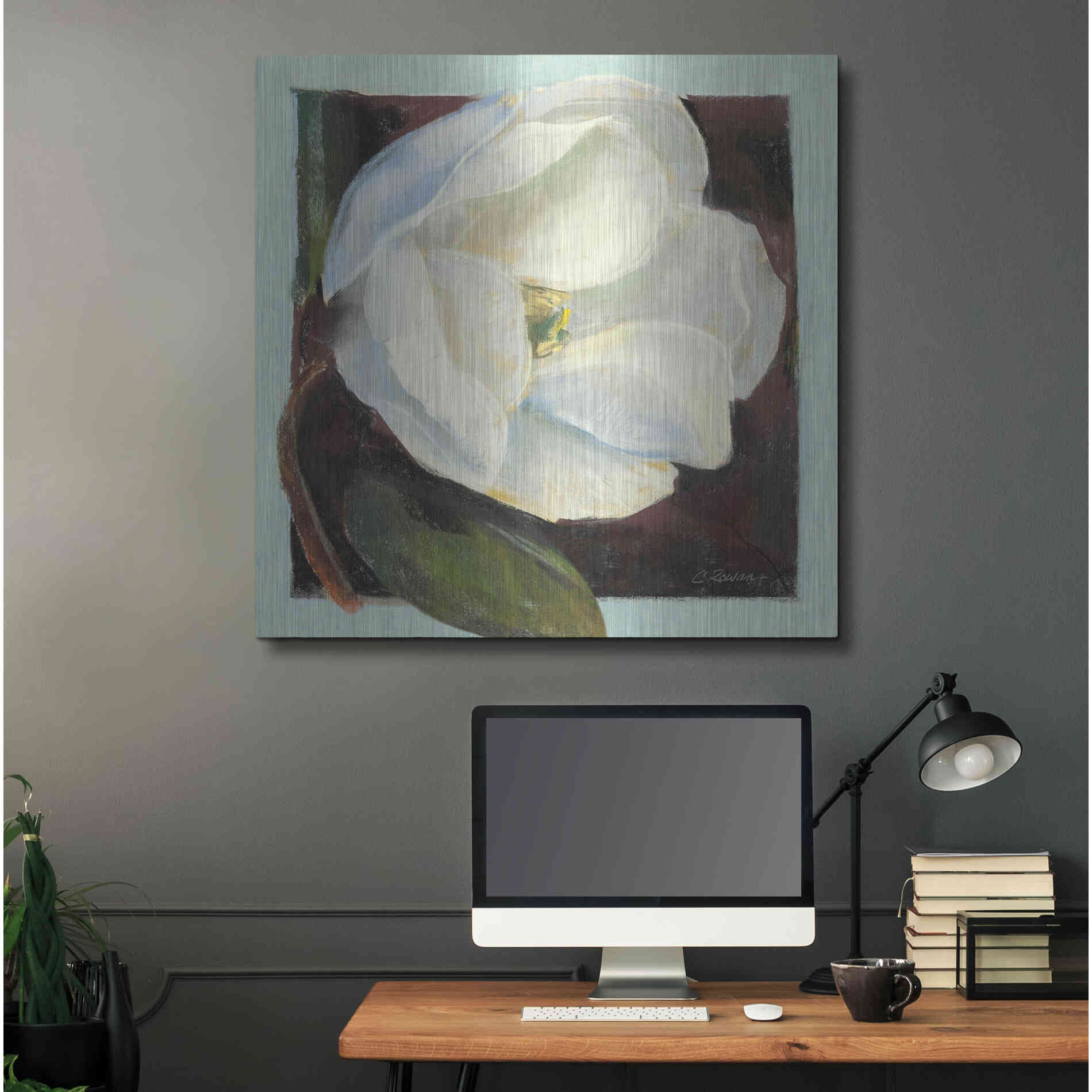 Luxe Metal Art 'Magnolia I' by Carol Rowan, Metal Wall Art,36x36