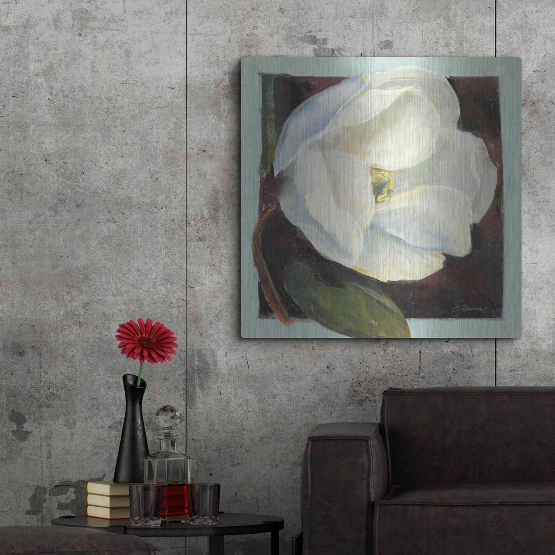 Luxe Metal Art 'Magnolia I' by Carol Rowan, Metal Wall Art,36x36