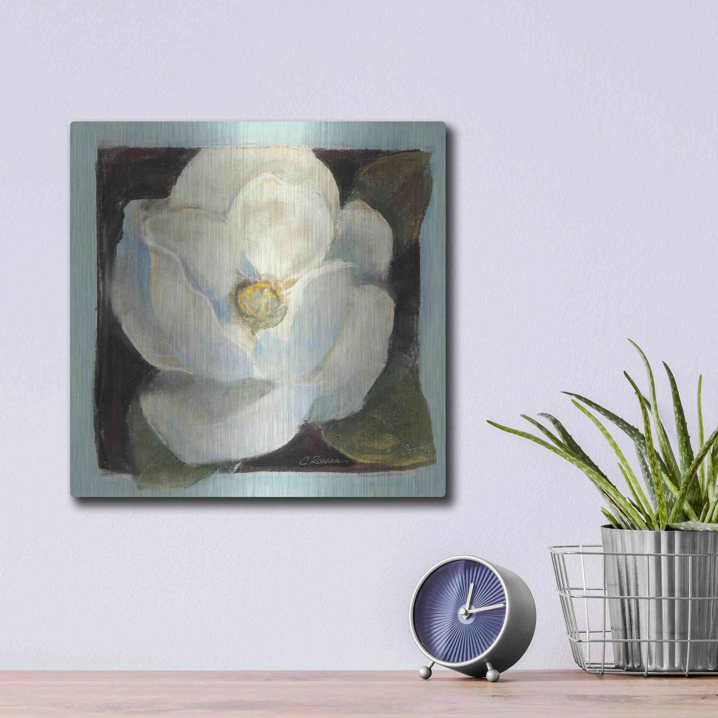 Luxe Metal Art 'Magnolia II' by Carol Rowan, Metal Wall Art,12x12