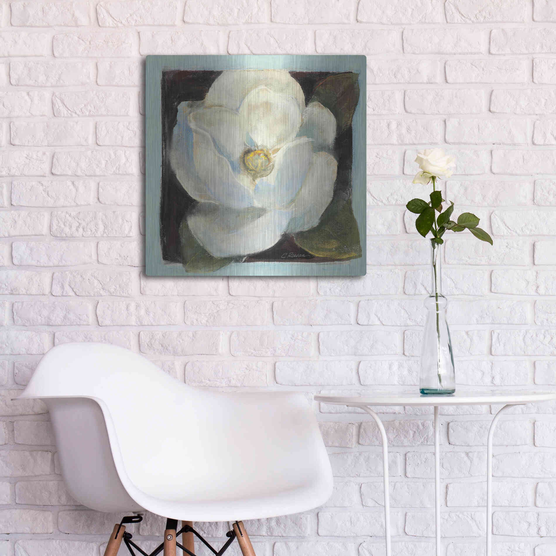 Luxe Metal Art 'Magnolia II' by Carol Rowan, Metal Wall Art,24x24