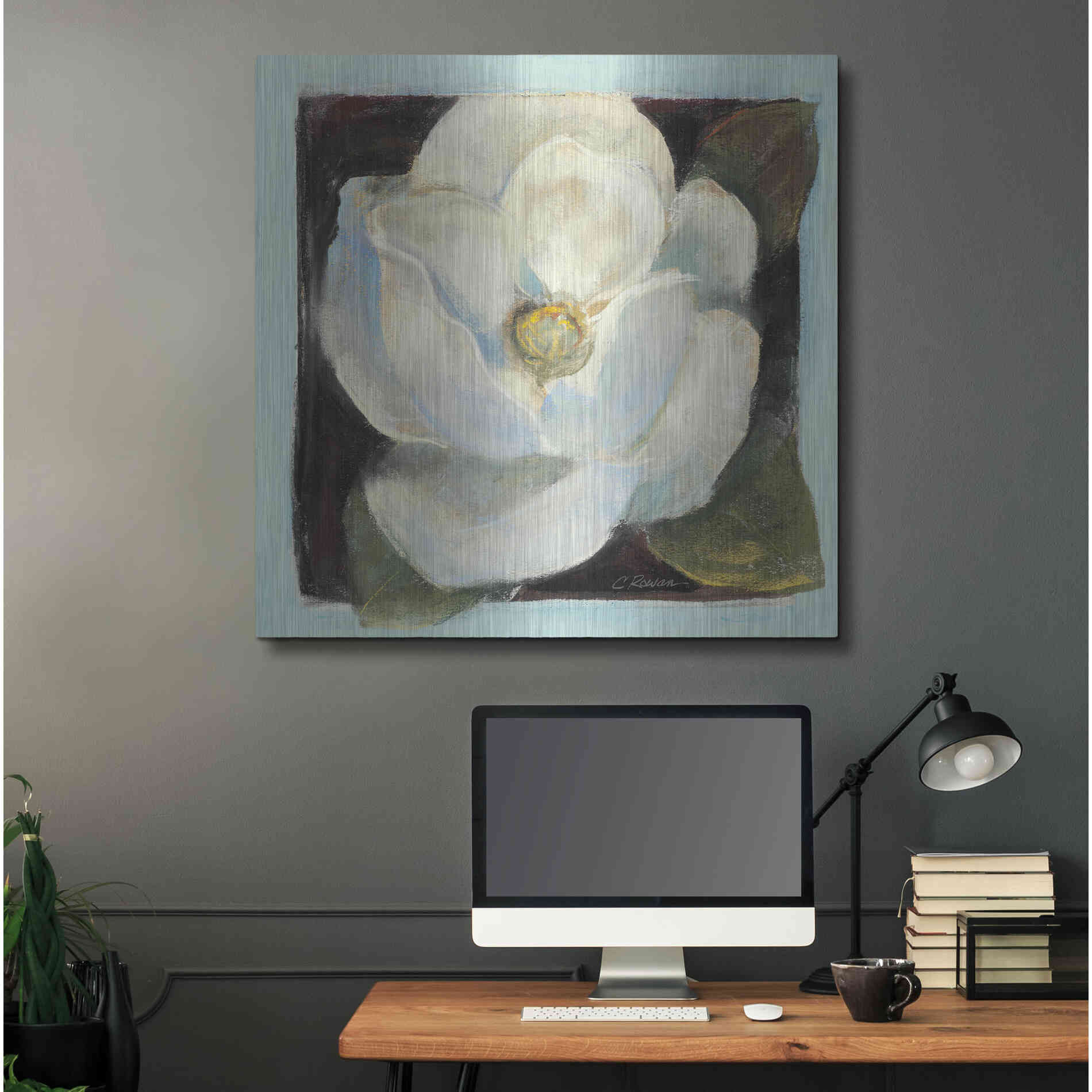 Luxe Metal Art 'Magnolia II' by Carol Rowan, Metal Wall Art,36x36