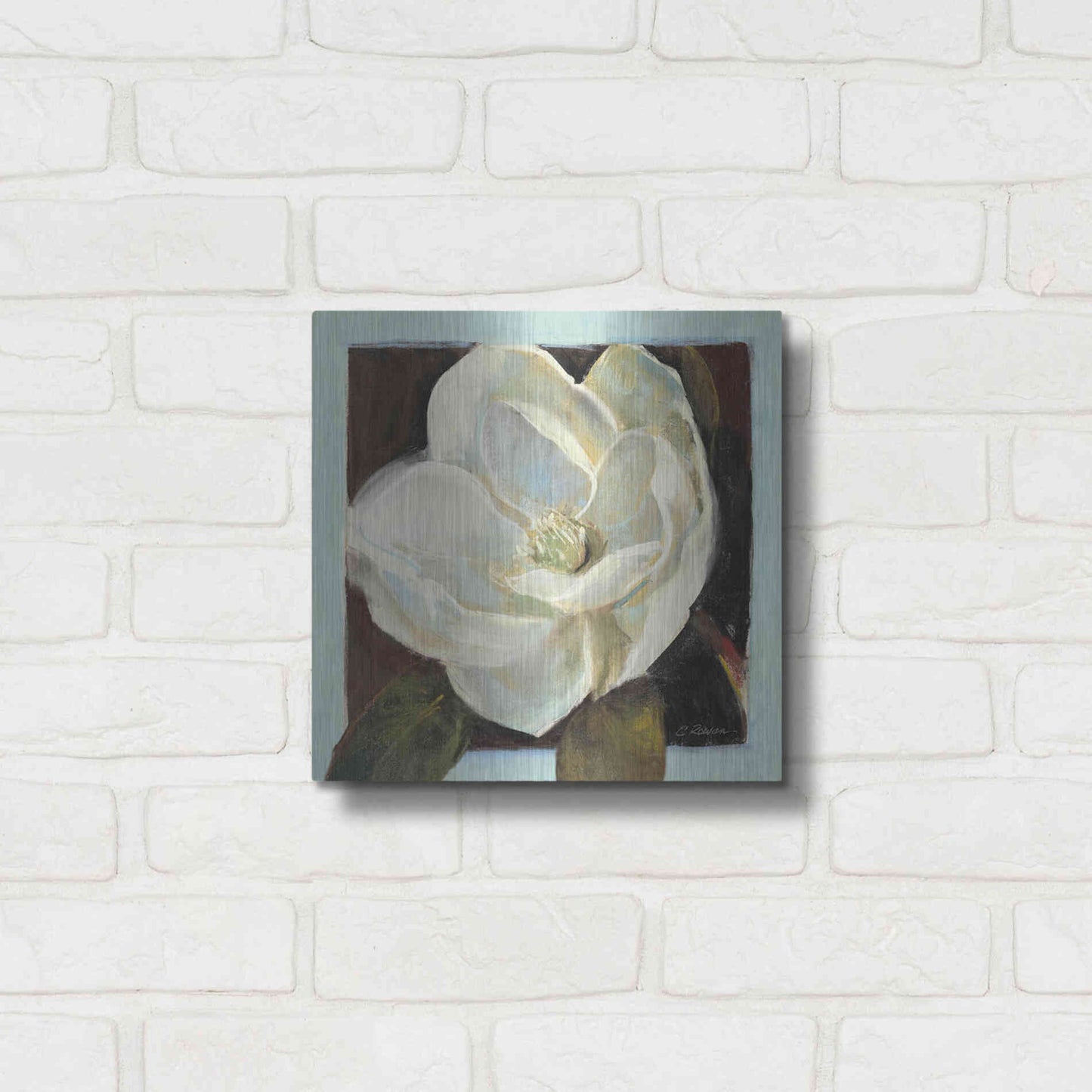 Luxe Metal Art 'Magnolia III' by Carol Rowan, Metal Wall Art,12x12