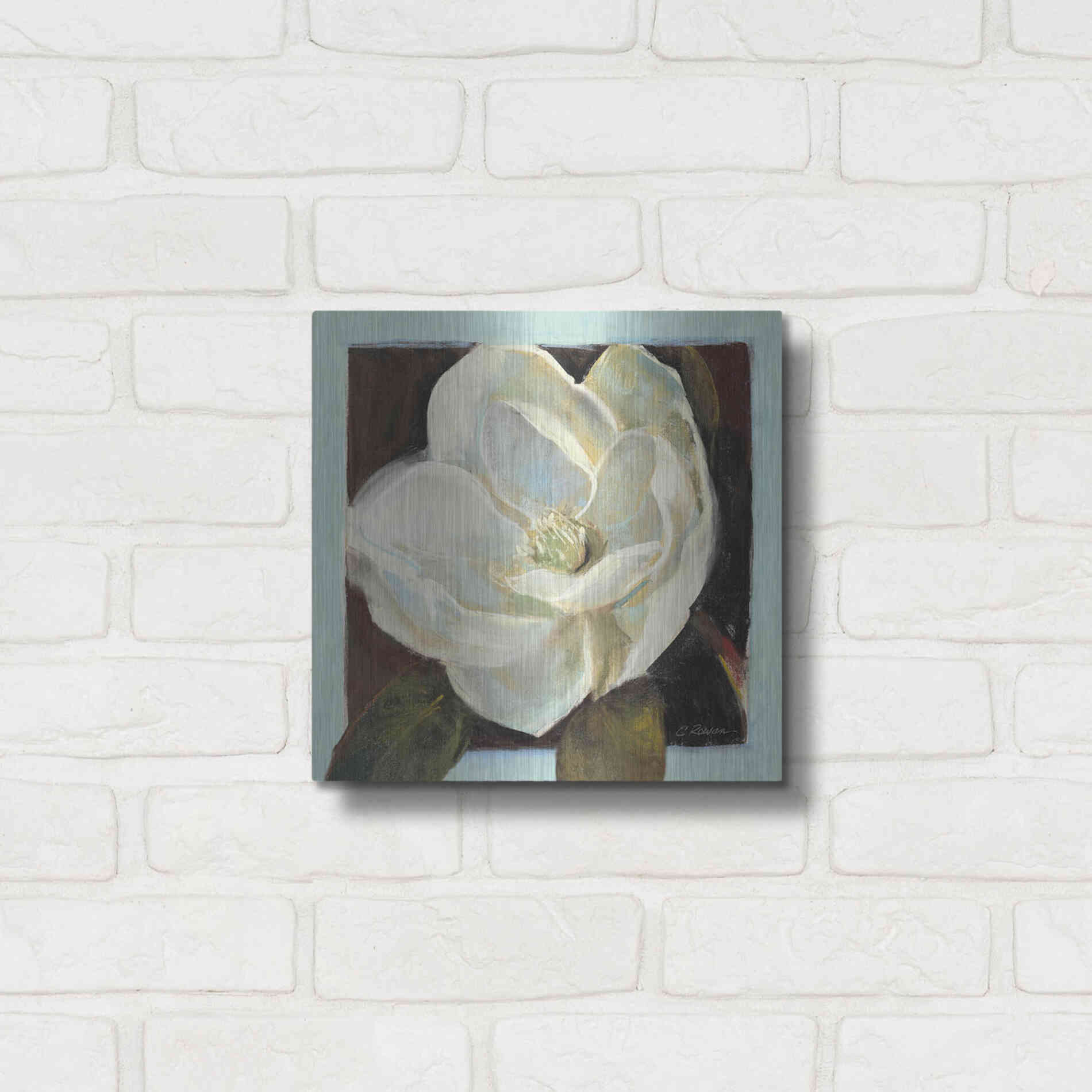 Luxe Metal Art 'Magnolia III' by Carol Rowan, Metal Wall Art,12x12