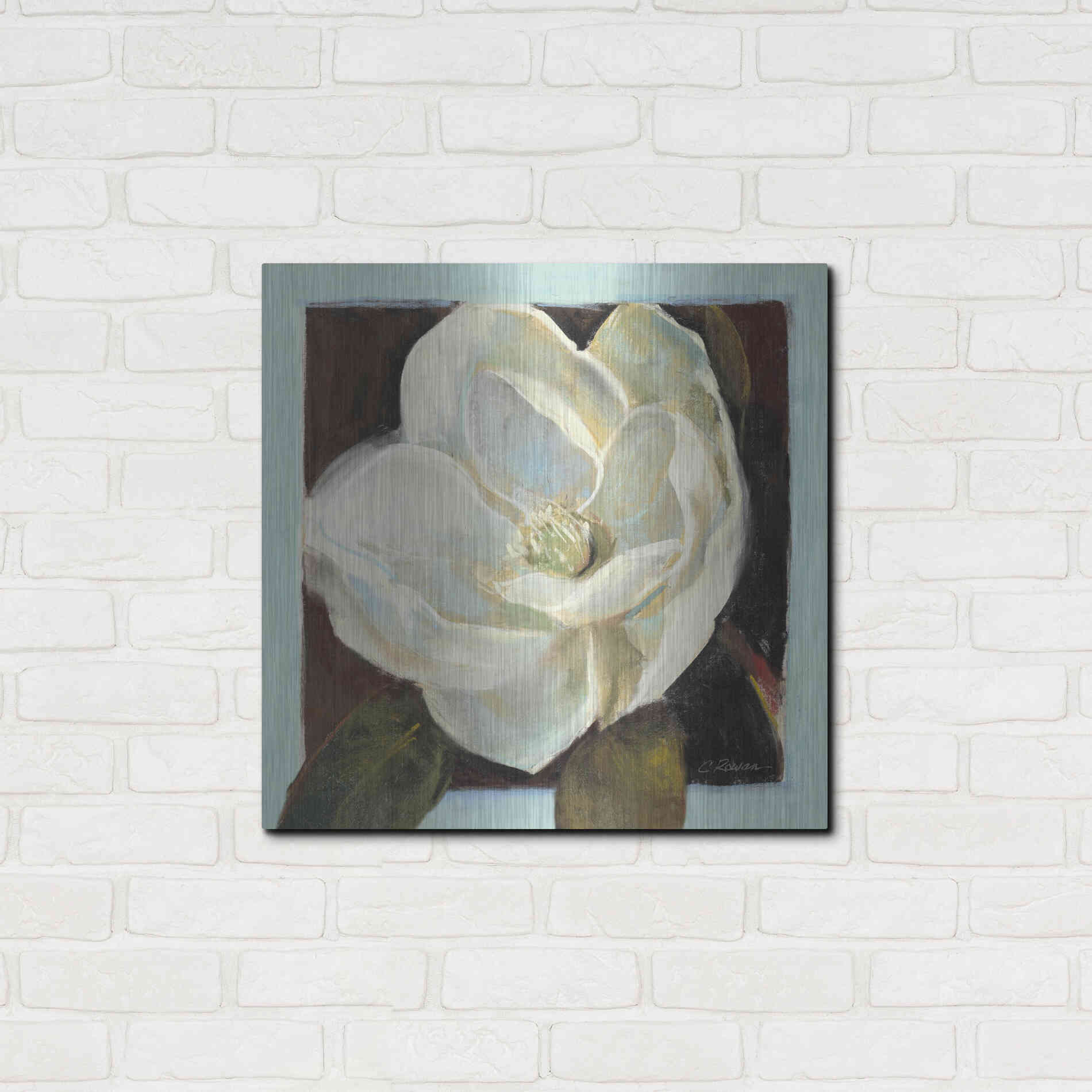 Luxe Metal Art 'Magnolia III' by Carol Rowan, Metal Wall Art,24x24