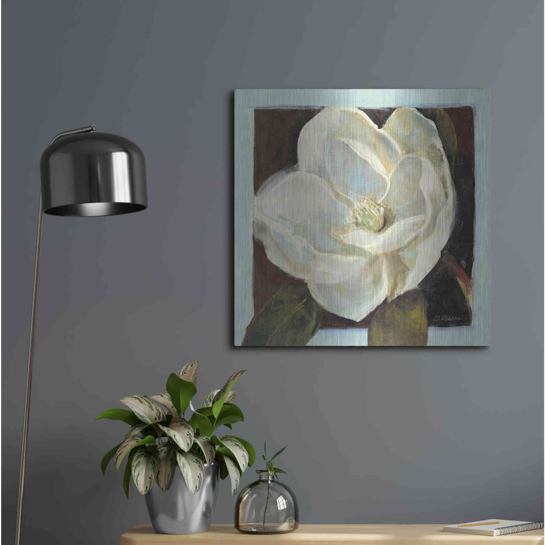 Luxe Metal Art 'Magnolia III' by Carol Rowan, Metal Wall Art,24x24