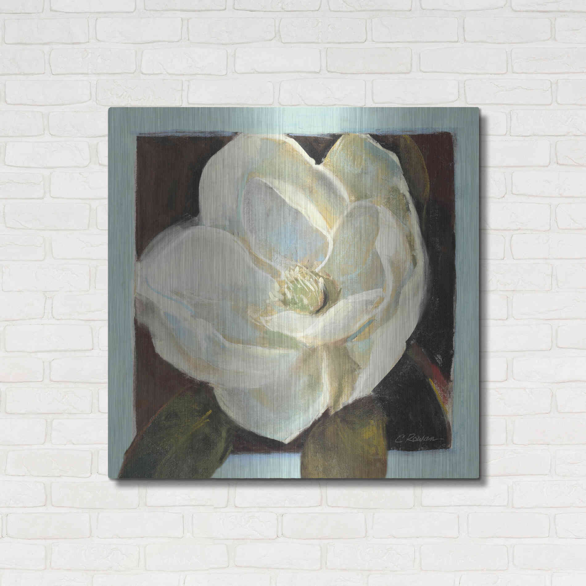 Luxe Metal Art 'Magnolia III' by Carol Rowan, Metal Wall Art,36x36