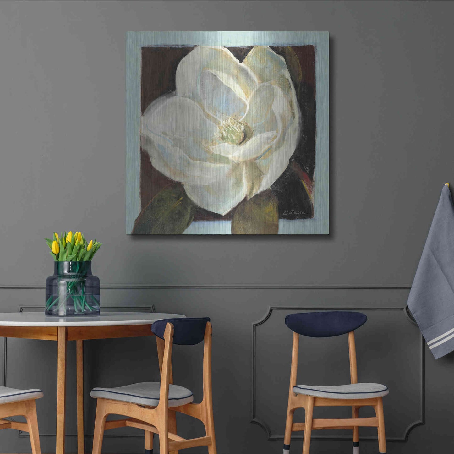 Luxe Metal Art 'Magnolia III' by Carol Rowan, Metal Wall Art,36x36