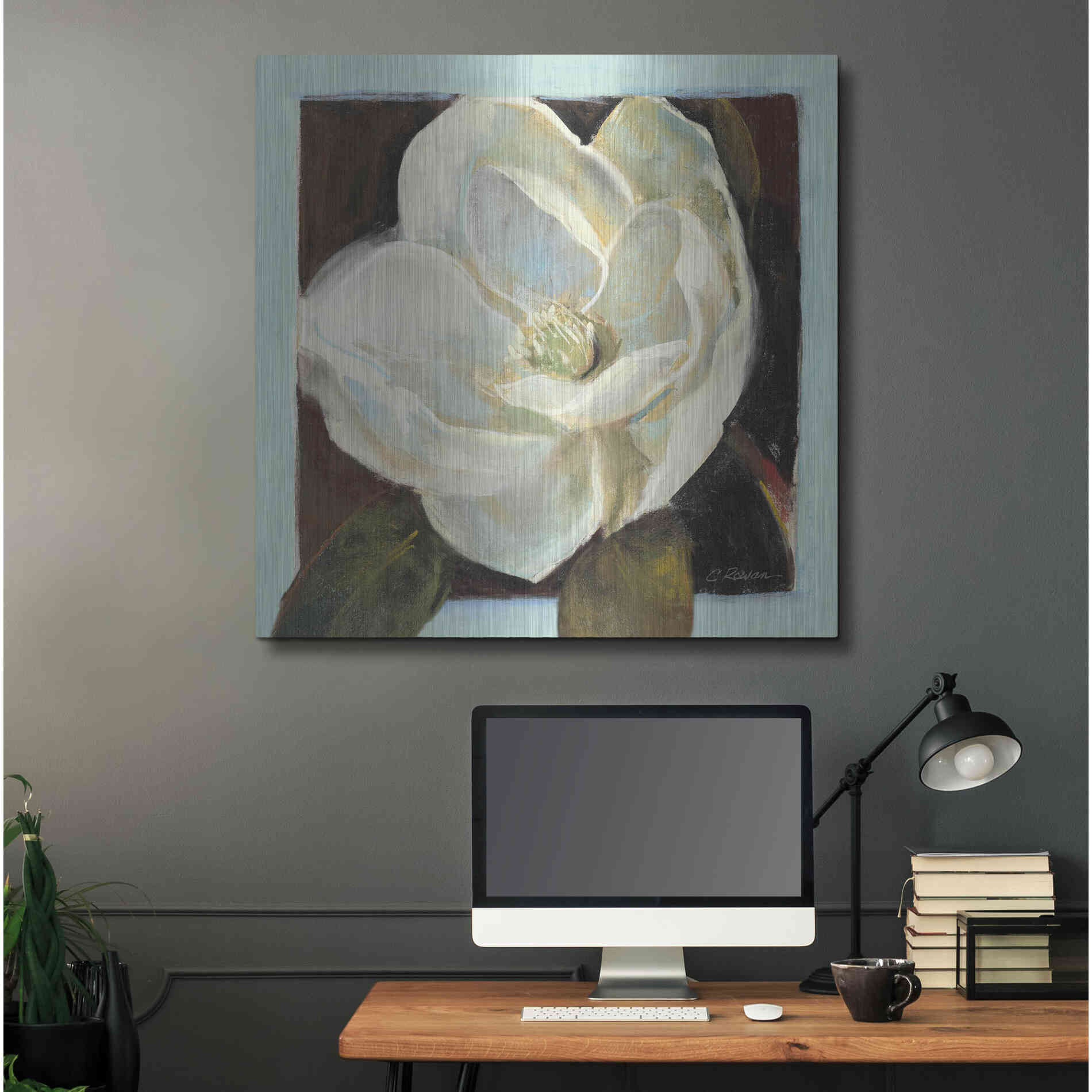 Luxe Metal Art 'Magnolia III' by Carol Rowan, Metal Wall Art,36x36
