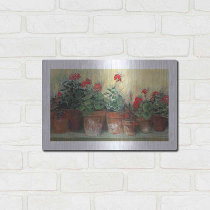 Luxe Metal Art 'Kathleens Geraniums' by Carol Rowan, Metal Wall Art,16x12