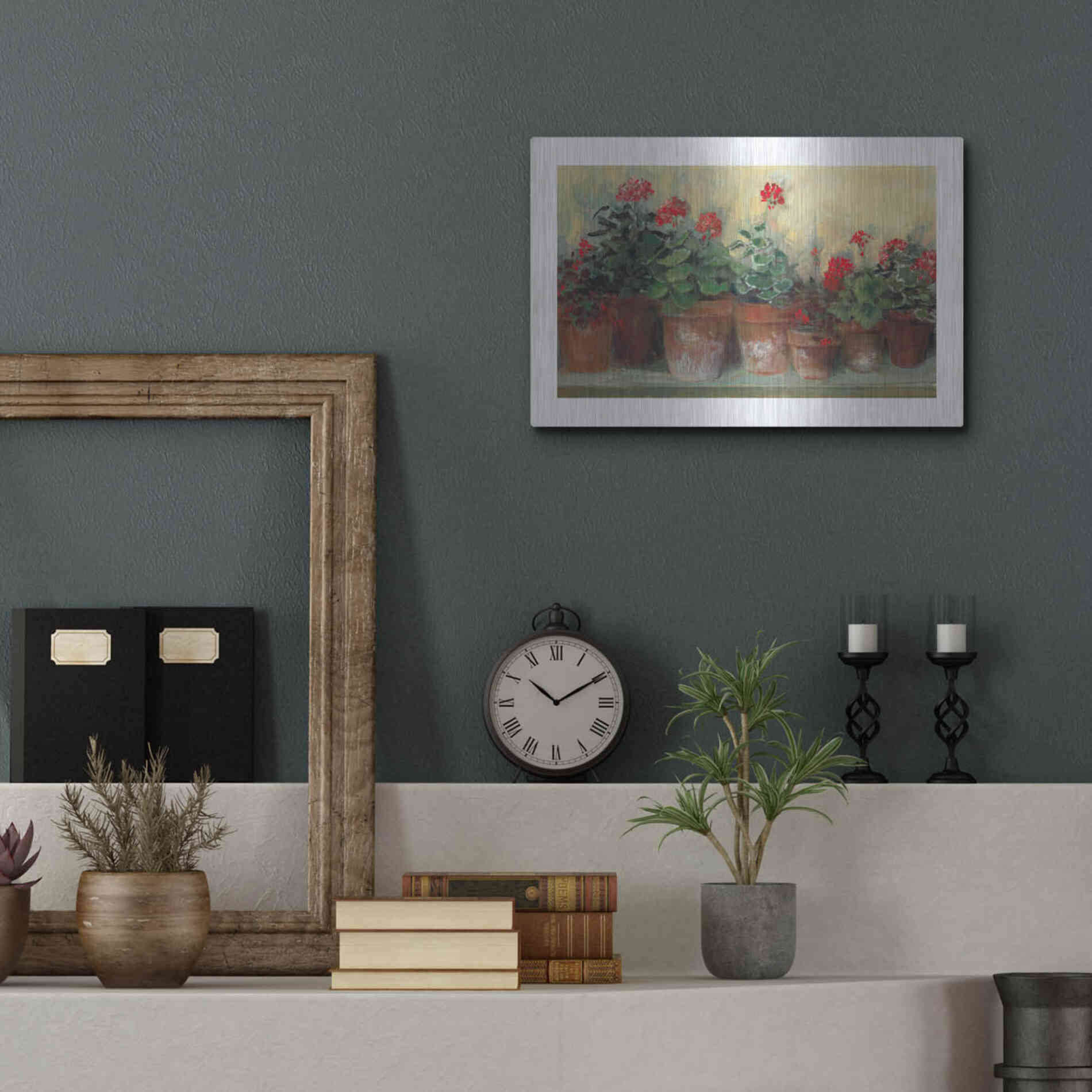 Luxe Metal Art 'Kathleens Geraniums' by Carol Rowan, Metal Wall Art,16x12