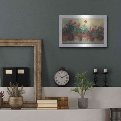 Luxe Metal Art 'Kathleens Geraniums' by Carol Rowan, Metal Wall Art,16x12