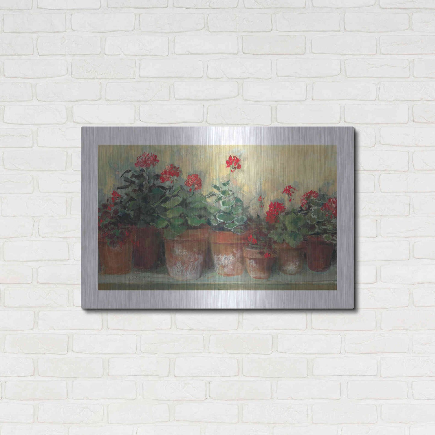 Luxe Metal Art 'Kathleens Geraniums' by Carol Rowan, Metal Wall Art,36x24