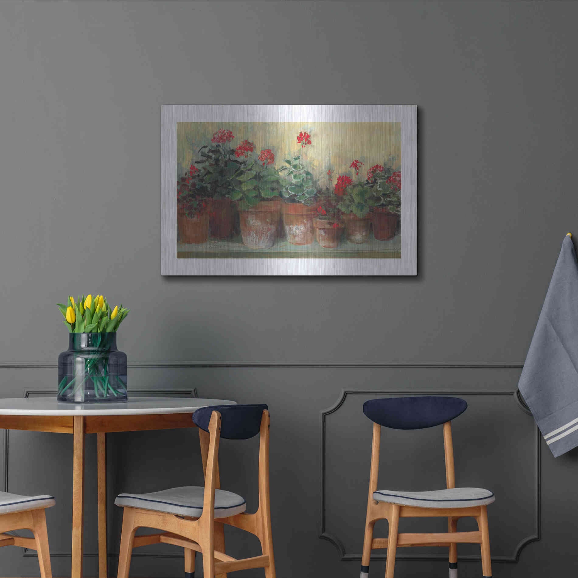 Luxe Metal Art 'Kathleens Geraniums' by Carol Rowan, Metal Wall Art,36x24