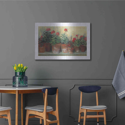 Luxe Metal Art 'Kathleens Geraniums' by Carol Rowan, Metal Wall Art,36x24