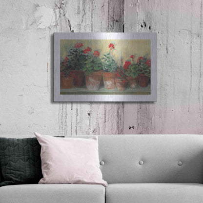 Luxe Metal Art 'Kathleens Geraniums' by Carol Rowan, Metal Wall Art,36x24