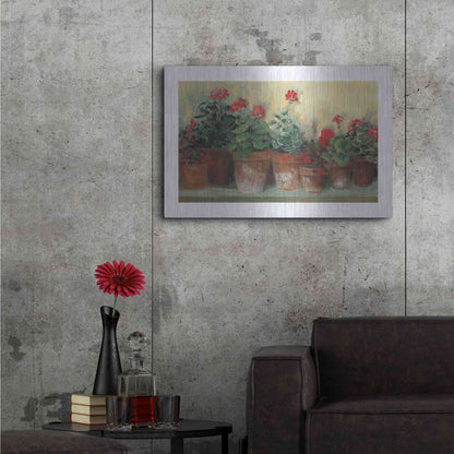 Luxe Metal Art 'Kathleens Geraniums' by Carol Rowan, Metal Wall Art,36x24