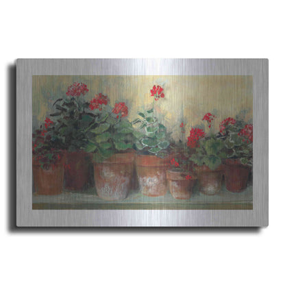 Luxe Metal Art 'Kathleens Geraniums' by Carol Rowan, Metal Wall Art