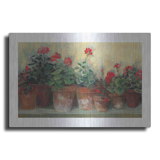 Luxe Metal Art 'Kathleens Geraniums' by Carol Rowan, Metal Wall Art