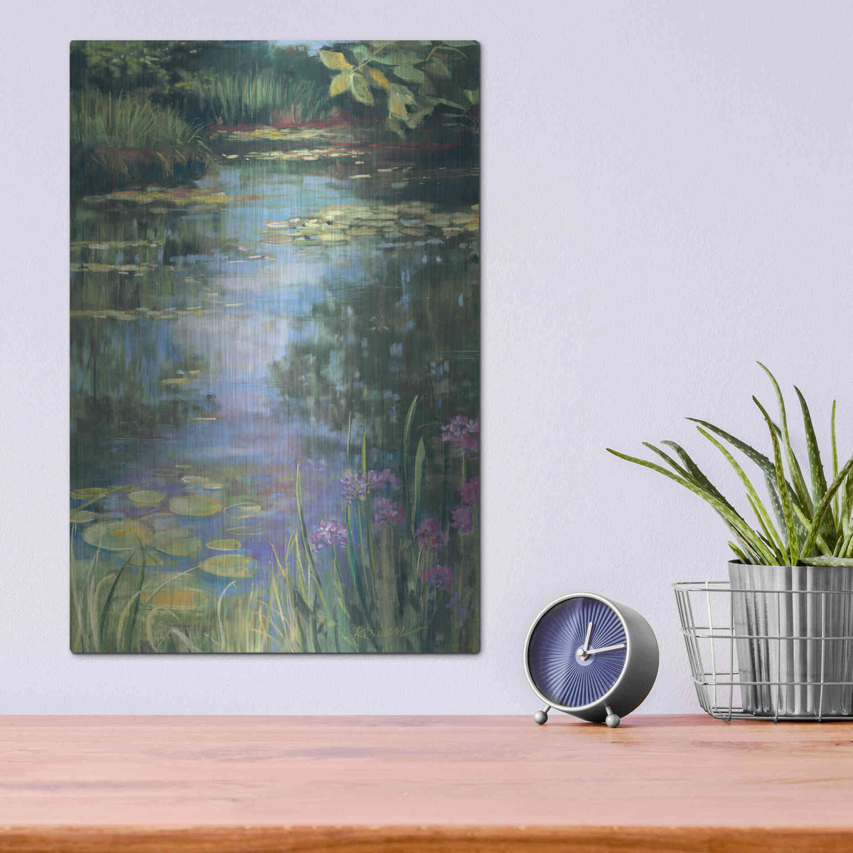Luxe Metal Art 'Garden Pond I' by Carol Rowan, Metal Wall Art,12x16
