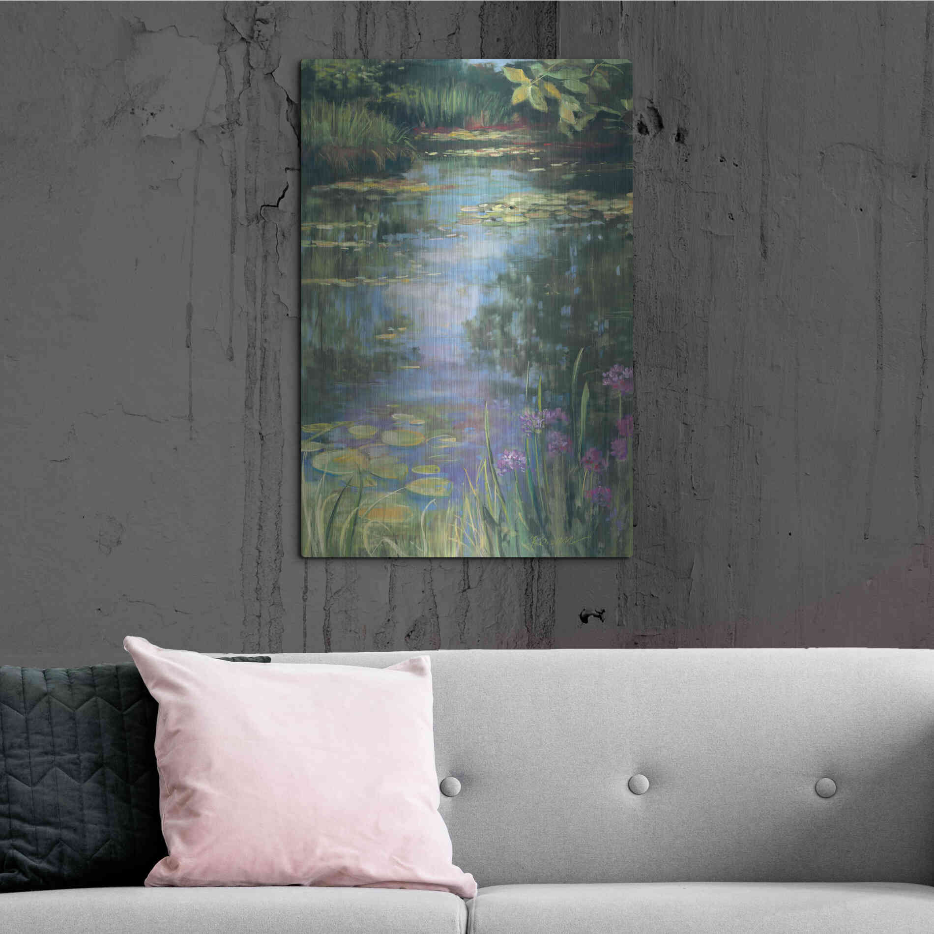 Luxe Metal Art 'Garden Pond I' by Carol Rowan, Metal Wall Art,24x36