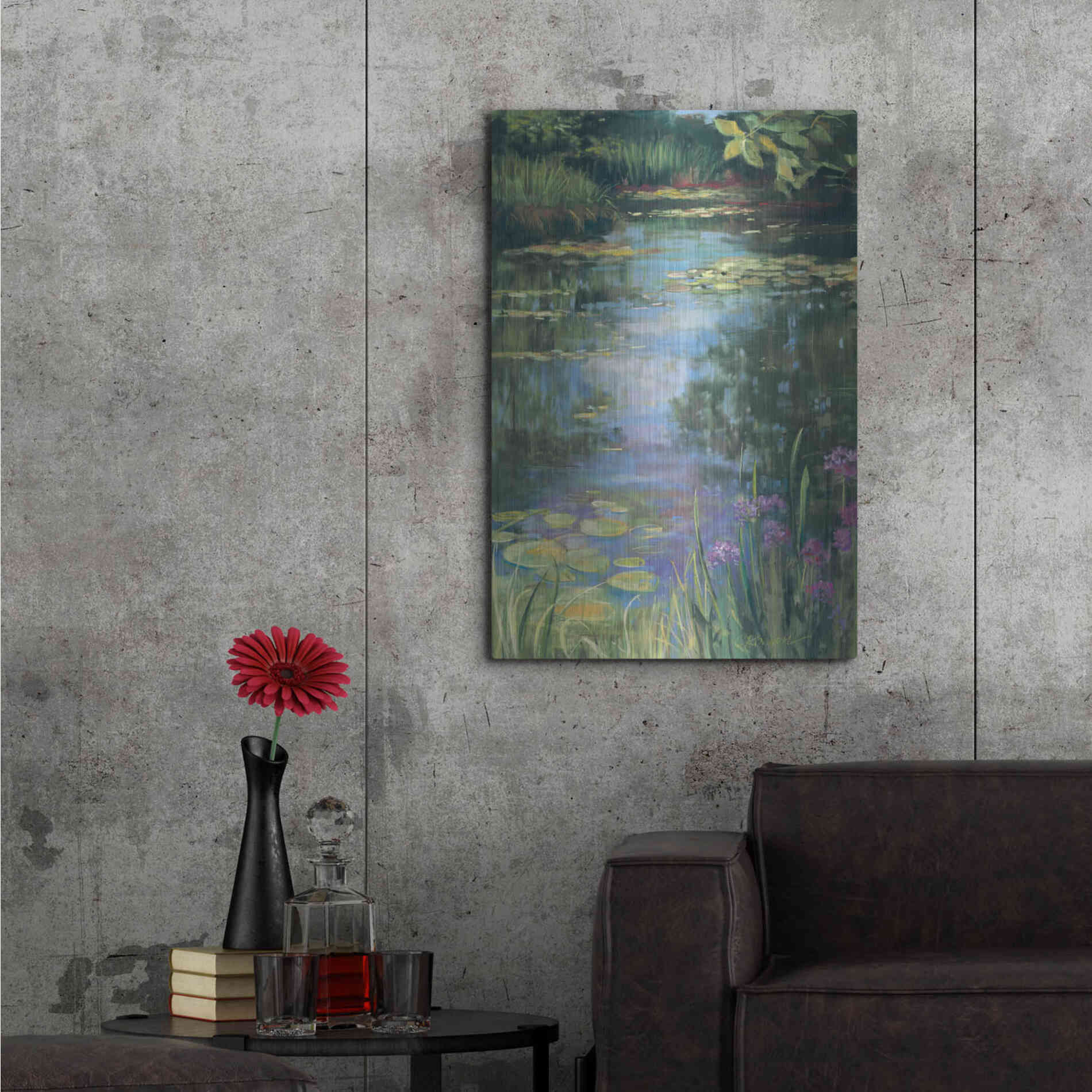 Luxe Metal Art 'Garden Pond I' by Carol Rowan, Metal Wall Art,24x36