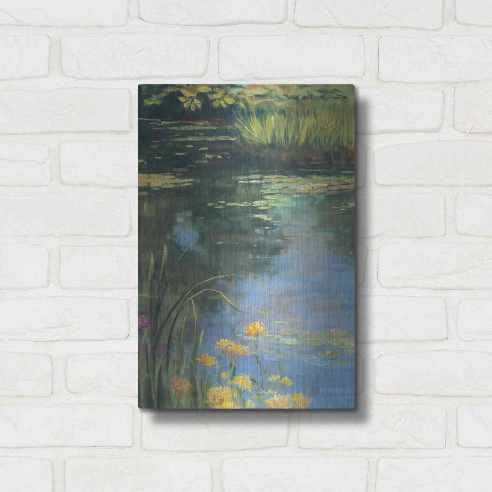 Luxe Metal Art 'Garden Pond II' by Carol Rowan, Metal Wall Art,12x16