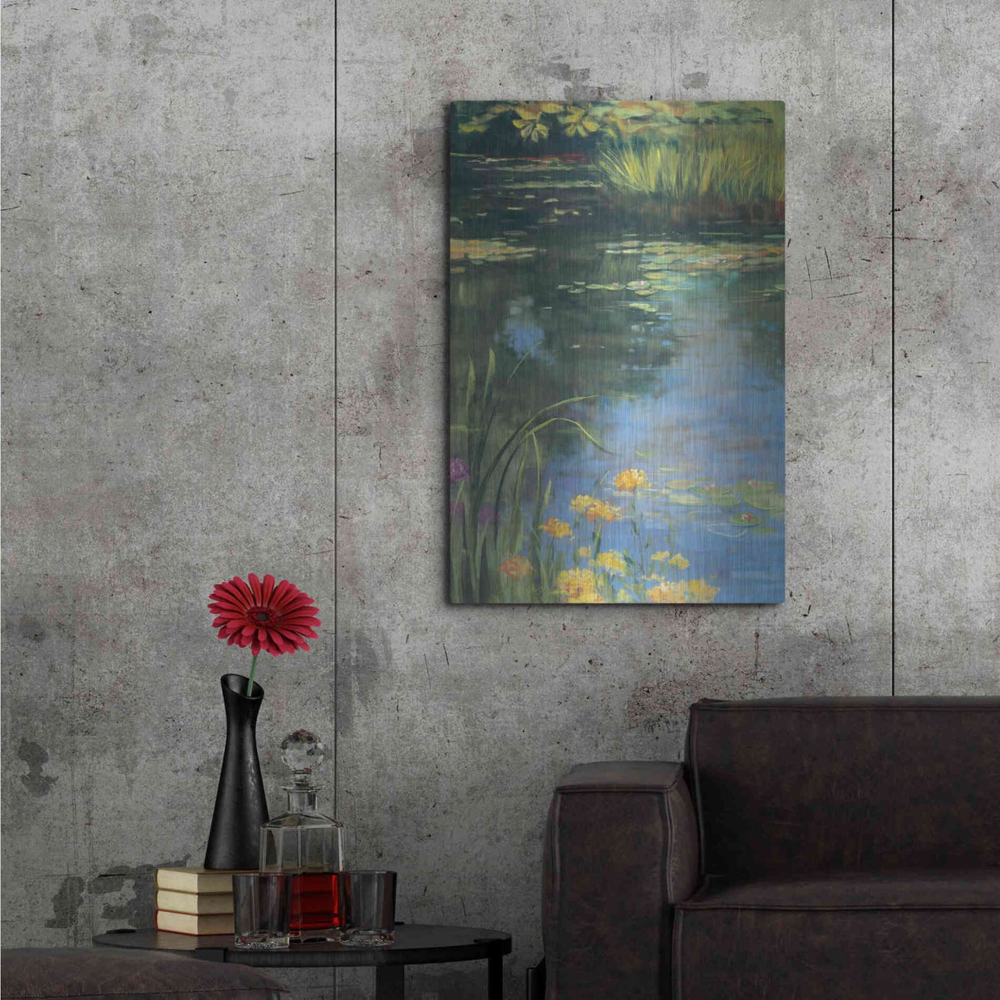 Luxe Metal Art 'Garden Pond II' by Carol Rowan, Metal Wall Art,24x36