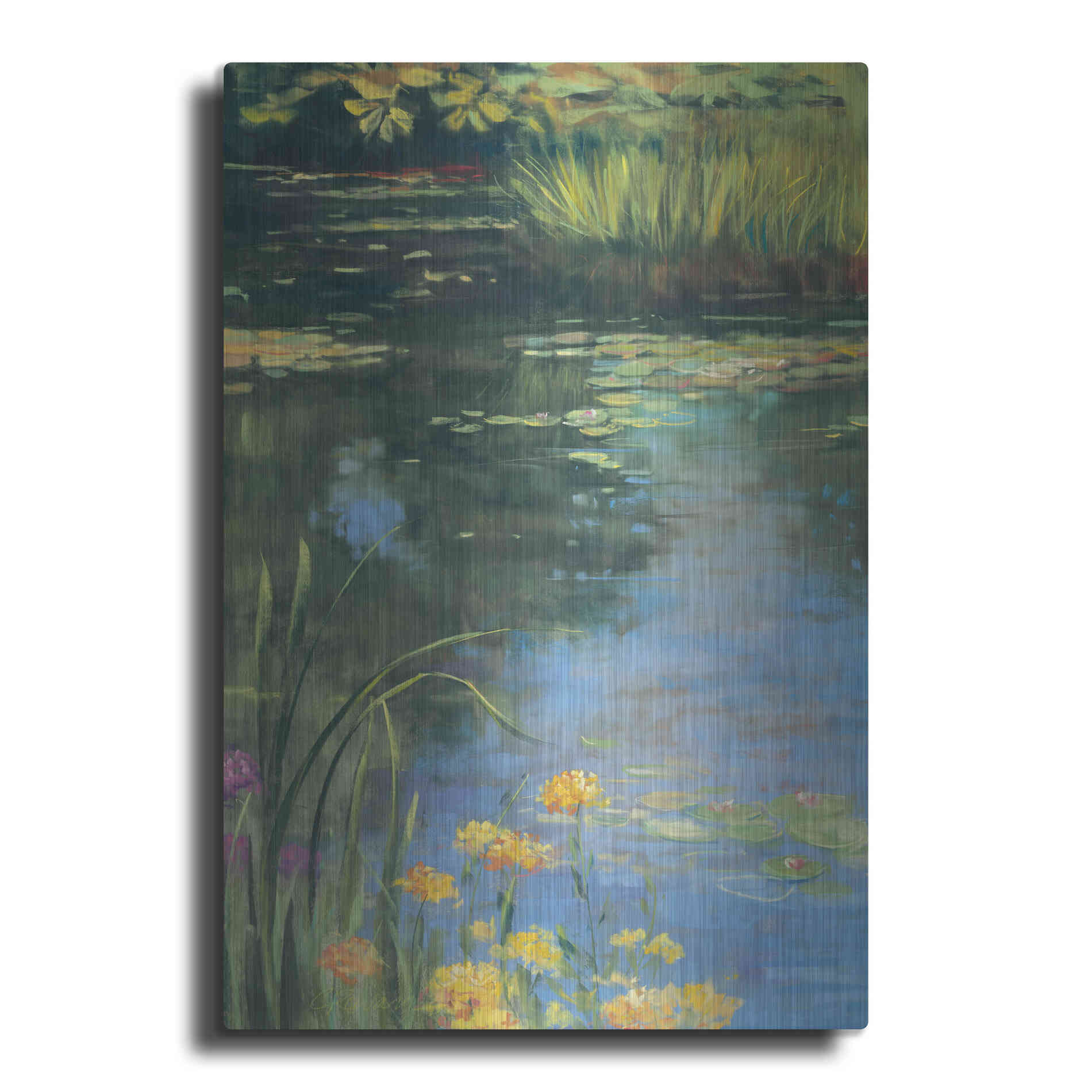 Luxe Metal Art 'Garden Pond II' by Carol Rowan, Metal Wall Art