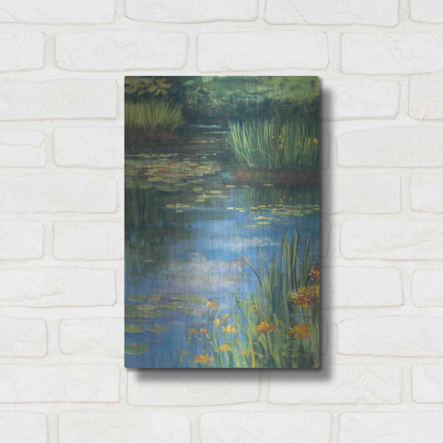 Luxe Metal Art 'Garden Pond III' by Carol Rowan, Metal Wall Art,12x16