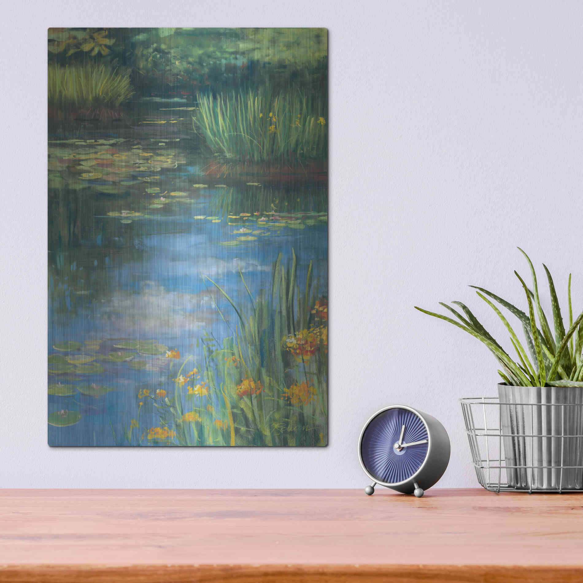 Luxe Metal Art 'Garden Pond III' by Carol Rowan, Metal Wall Art,12x16