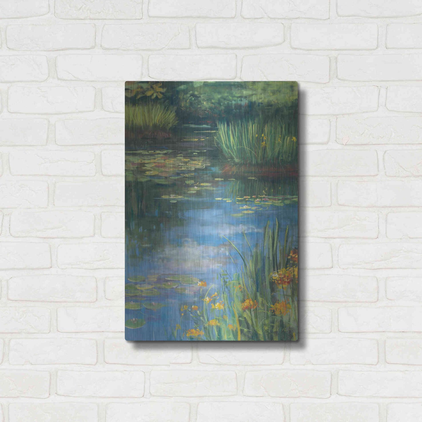 Luxe Metal Art 'Garden Pond III' by Carol Rowan, Metal Wall Art,16x24