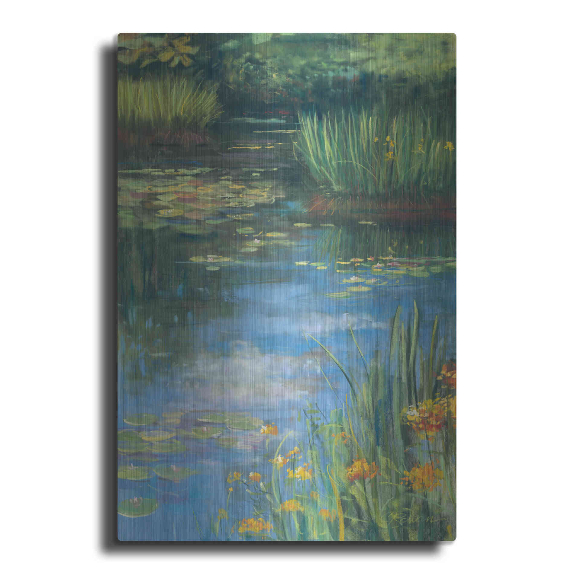 Luxe Metal Art 'Garden Pond III' by Carol Rowan, Metal Wall Art