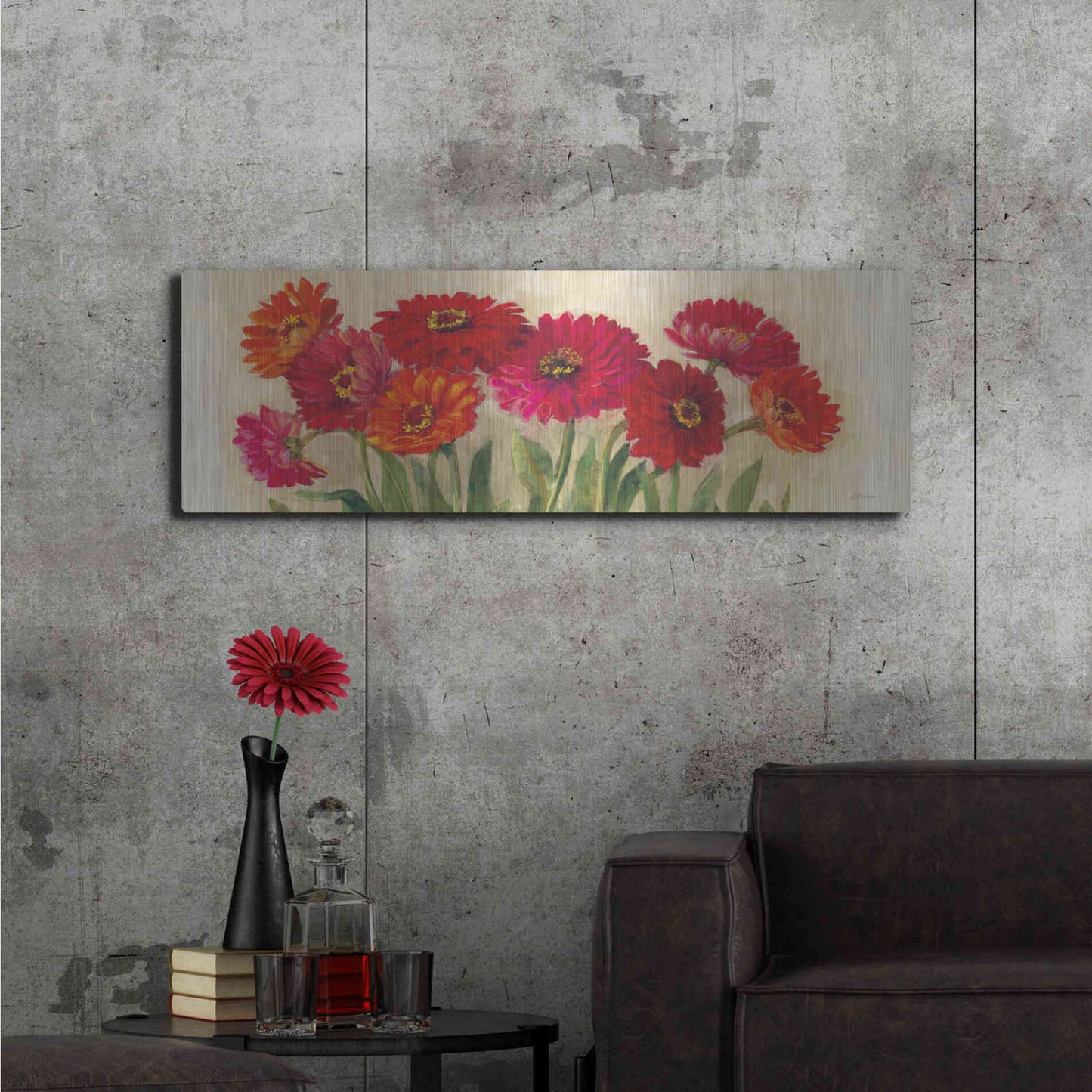 Luxe Metal Art 'Tickled Pink' by Carol Rowan, Metal Wall Art,48x16